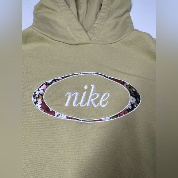 Nike Women's Sportswear Crop Fleece Hoodie Sweatshirt Tea Tree Size S - Picture 7 of 13